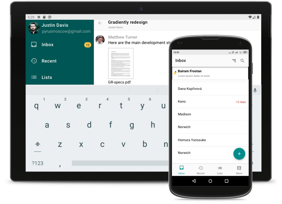 Android phone and tablet