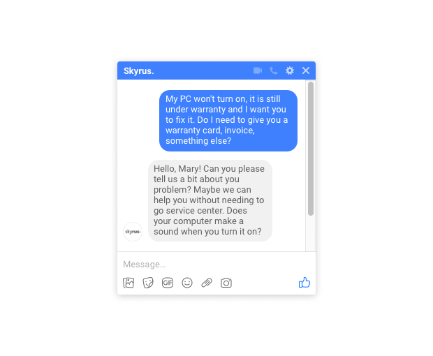 Screenshot of Facebook messenger interface