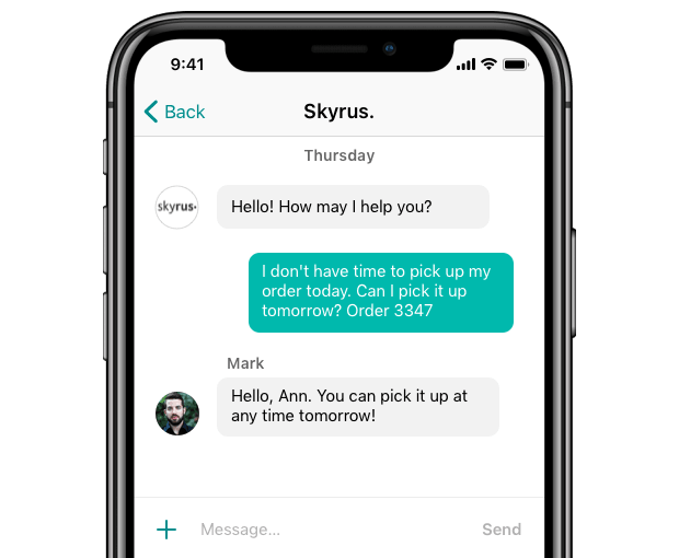 Screenshot of mobile app chat interface