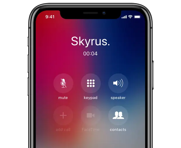 Screenshot of phone call interface