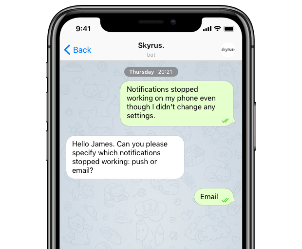 Screenshot of Telegram messenger interface