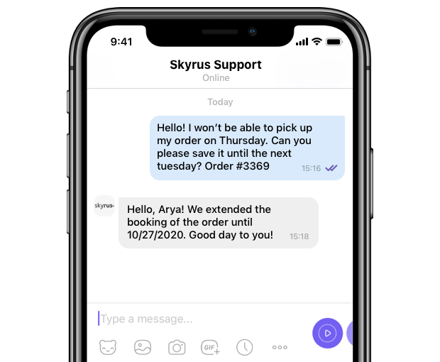 Screenshot of Viber messenger interface