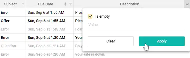 Register filter in Pyrus