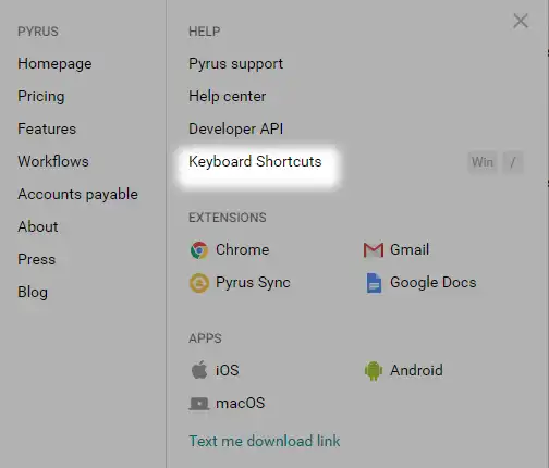 Shortcuts in Pyrus
